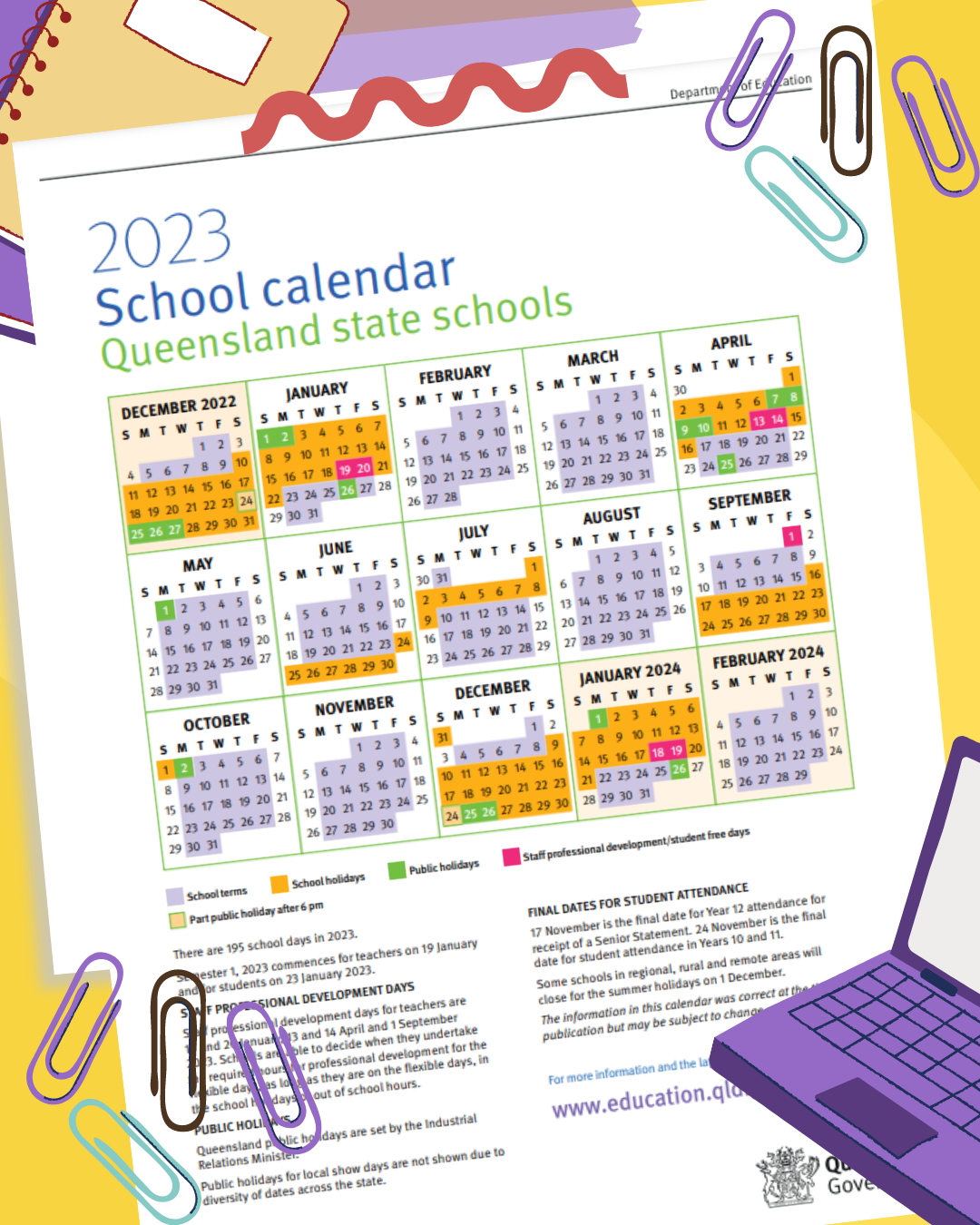 QLD Schools Calendar 2023
